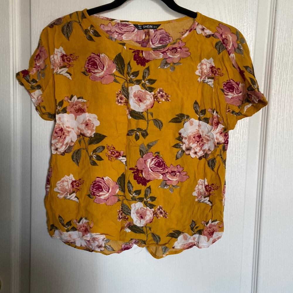 Yellow Floral Blouse SHEIN XS